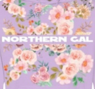 NORTHERN GAL Flower Print Hoodie - Purple image 1