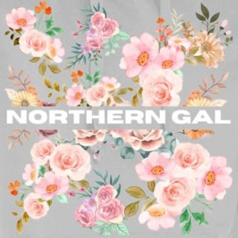 NORTHERN GAL Flower Print Hoodie - Grey image 1