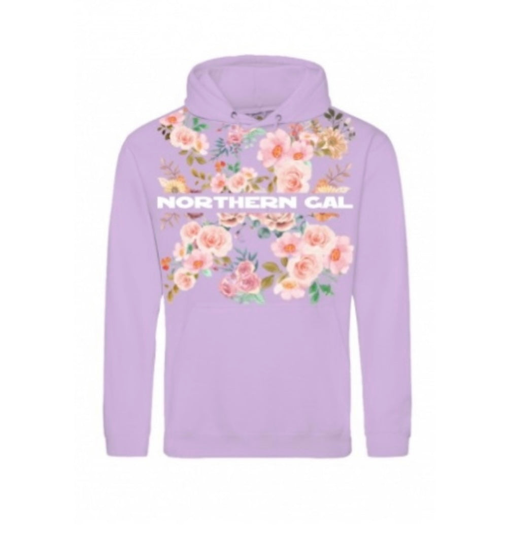 NORTHERN GAL Flower Print Hoodie - Purple image 0